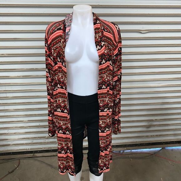 Raffi & Ro long cardigan geometric design w/ hood - Picture 4 of 8